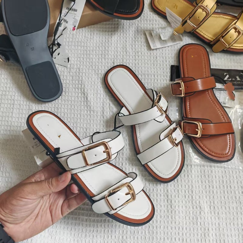 Aidi Ins New Popular Zar Original Flats Shoes Women'S Belt Buckle Sandals Slippers Sandals - Image 5